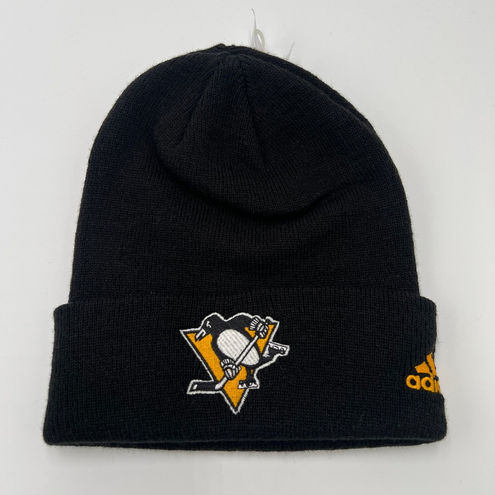 Adidas Pittsburgh Penguins NHL Cuffed‎ Beanie Hat Black Gold One Size